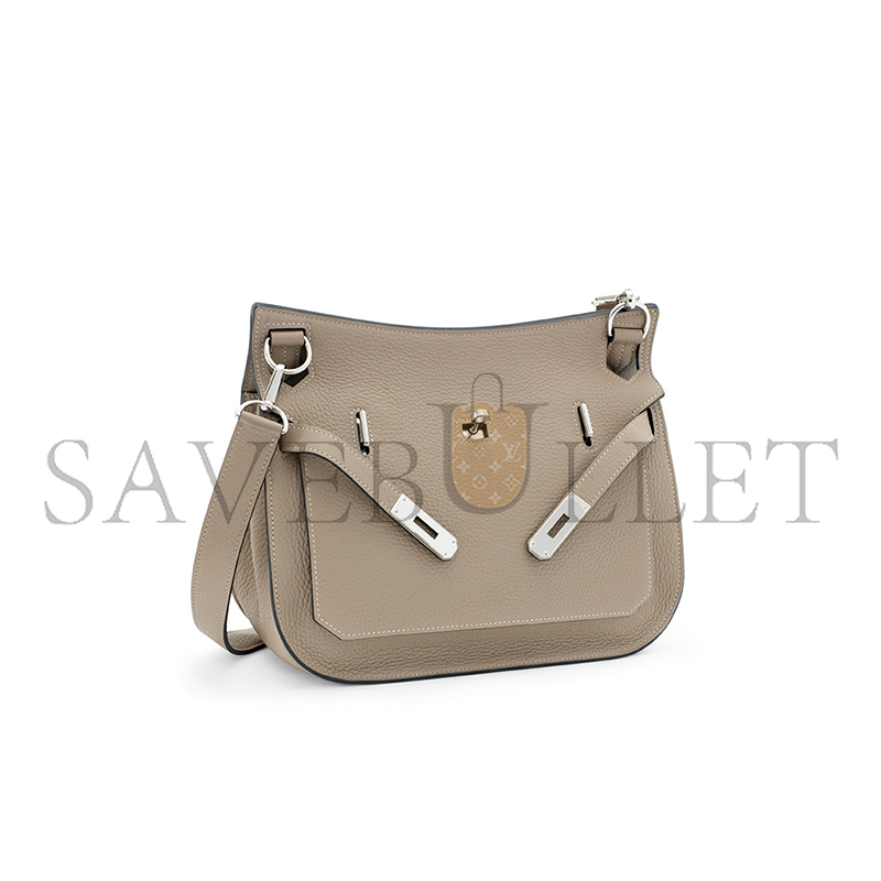 H**mes a gris tourterelle clÉmence leather jypsiÈre 28 with palladium hardware (28*22*12cm)